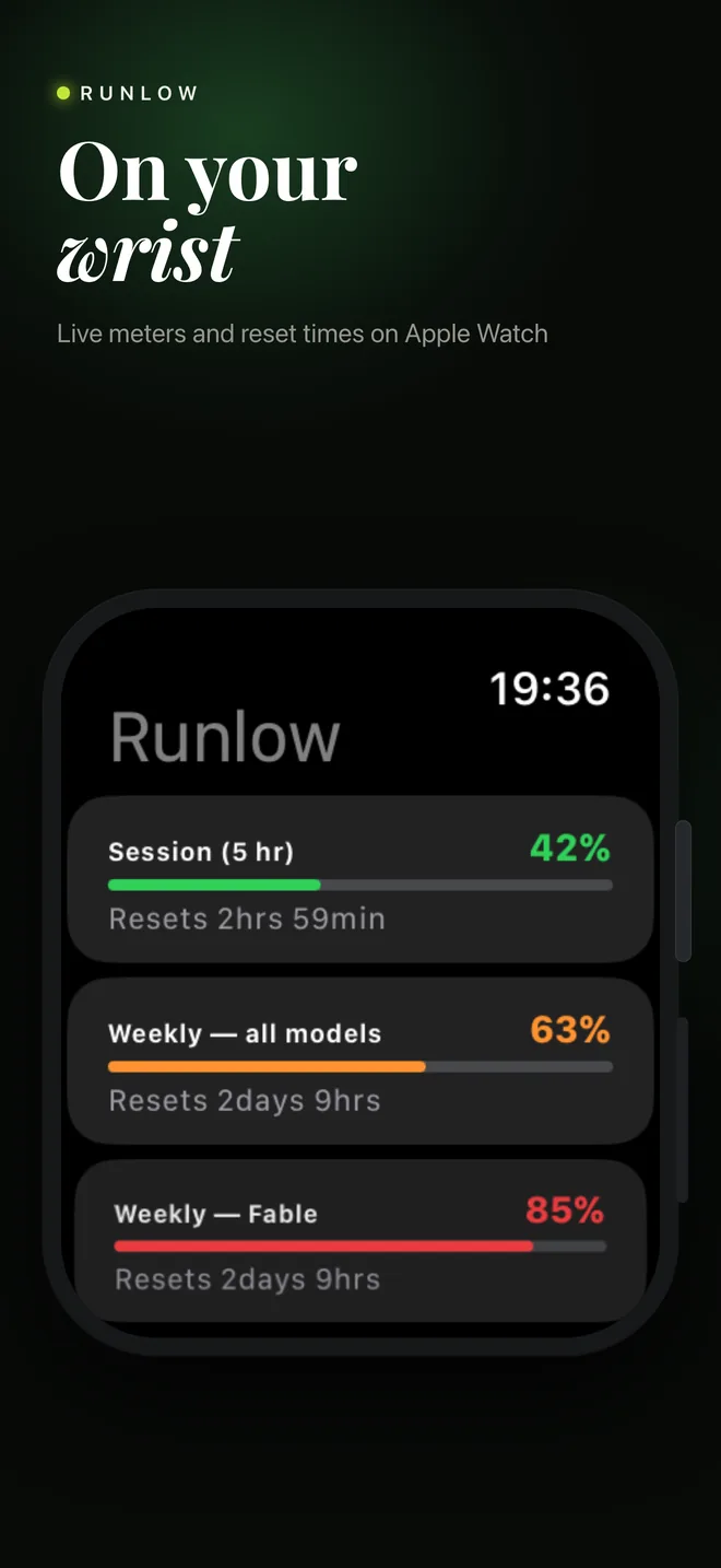 Runlow meters on Apple Watch